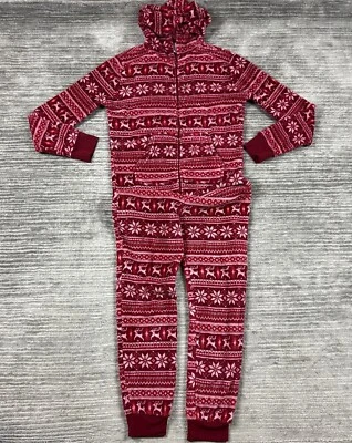 Forever 21 Pajamas Womens Small Red Snowflake One Piece Polyester - Image 1 of 4