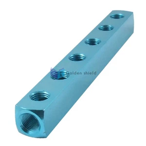 Turquoise Color 6 Way Air Hose Inline Aluminum Manifold Block Splitter✦Kd - Bild 1 von 2