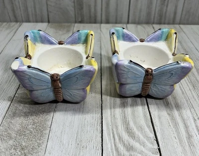 Yankee Candle Square Butterfly Ceramic Votive Holder Multicolored  Set 2 - Image 1 of 4