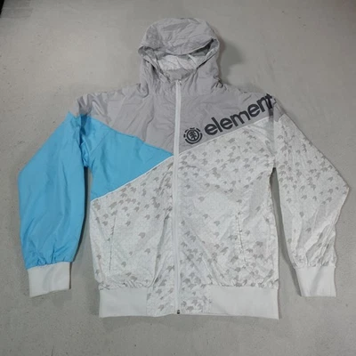 Chaqueta cortavientos Y2K Element para hombre grande gris con capucha 100 % nailon logotipo Street Rap Foto 1 de 4