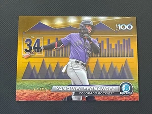 Yanquiel Fernandez 2024 Bowman Chrome Top 100 Gold #46/50 Rockies - Picture 1 of 3