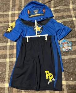 🟦 Nickelodeon Paw Patrol Boys Short Sleeve Hoodie T-Shirt & Shorts Set NEW TAGS - Picture 1 of 10