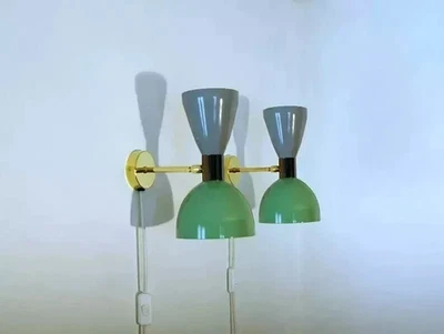Mid Century Modern Italian Wall Sconce Pair Diabolo Lamp Christmas Gift Item - Image 1 of 4