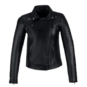 Women Black leather Bomber jacket , Real Sheepskin Aviator Jacket for womens - Picture 1 of 7