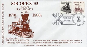 RAILROADS SERVING THE PIKES PEAK REGION,  COLORADO SPRINGS, CO   1982  FDC18339 - Picture 1 of 2