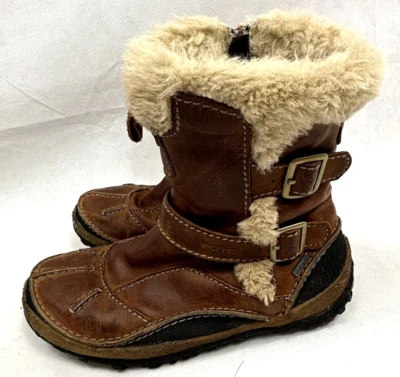 Merrell Taiga 扣防水女式 7 靴子棕色皮革衬里冬季拉链 — 第 1/4 张图片