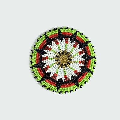 2.5" Morning Star Seed Bead Rosette, Premade beaded patch, Pow Wow supplies - Image 1 of 2