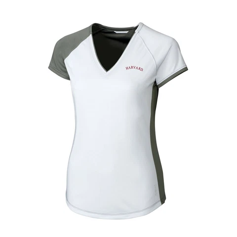 CBUK NCAA Harvard Crimson Women's Short Sleeve Presley V-Neck Tee, Elemental Cover