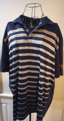 CALLAWAY Opti-Dri Men's Polo Golf Shirt Front Striped Navy Blue  Orange Size XL - Image 1 of 4