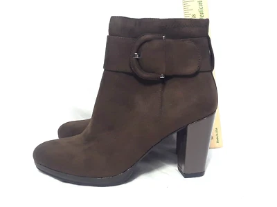 Andrew Geller Kelsey Womens Ankle Boots Size 6 Silky Suede Brown 3" Block Heel - Image 1 of 4