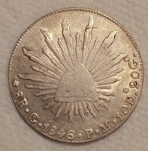 1846 Go PM Silver 8 Reales 8R Guanajuato, Mexico .90 Ag World Silver Coin Cover