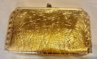 Vintage Hand Mates of Miami Gold Lame Clutch Purse Kiss Lock Handmade 7x4 50s - Image 1 of 4