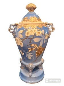Jarrón antiguo japonés de oro azul de 1900 - Imagen 1 de 22