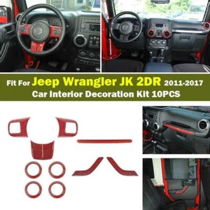 Kit de molduras interiores de fibra de carbono rojo para Jeep Wrangler JK 2011-2017 - Imagen 1 de 11