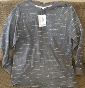 NWT Lularoe Mark Henley Shirt Gray/White Stick/Speck Pattern Size L - Picture 1 of 4