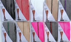 Women's Sexy Seamed Fishnet Tights - Colours - Retro - Picture 1 of 12