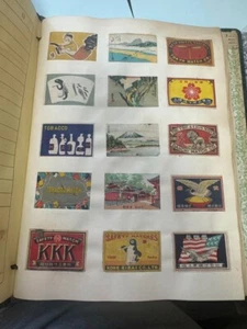 SCRAP BOOK Scrapbook with old banner and matchbox cover 32 pages from japan used - Picture 1 of 10
