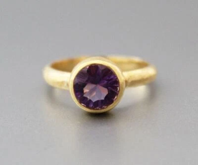 Ametista Viola Anello,Anello Oro,Febraio Pietra Zodiacale,925 Argento - Immagine 1 di 4