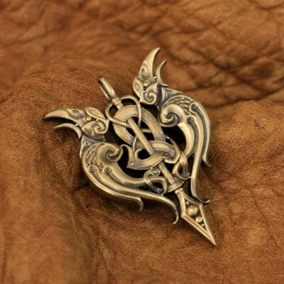 Detalles Colgantes Doble Cuervo Latón Motociclista Punk Joyería BR144D BZ Foto 1 de 4