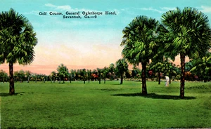 Savannah GA Golf Course General Oglethorpe Hotel Georgia Postcard Golfers - Picture 1 of 4