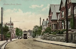 PC BURTON ROAD TRAM DERBY DERBYSHIRE INGLATERRA POSTAL VINTAGE (u7190) - Imagen 1 de 2