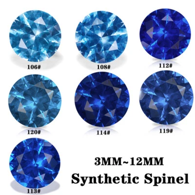 3mm~12mm 10pcs Blue Round Cut Synthetic Spinel Stone Loose Gemstone wholesale - Image 1 of 4
