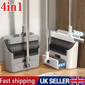 Dustpan and Brush Combo Set Long Handle Non Stick Hair Brush Floor Cleaner NEW - Picture 1 of 20