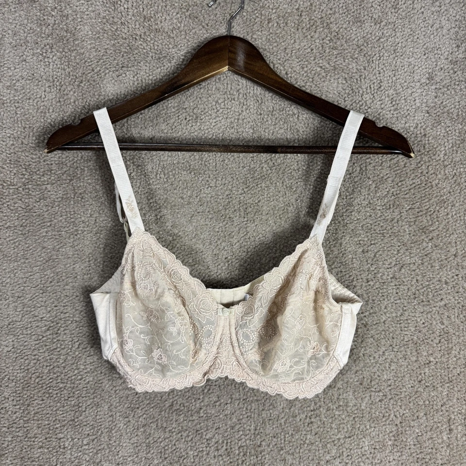 Sujetador Wacoal Mujer 34D Beige Encaje Transparente Con Aros Floral Bordado Lencería Foto 1 de 4
