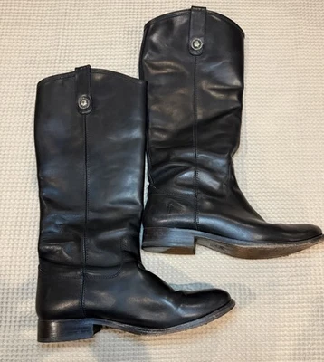 Botas de montar altas de cuero negro marca Frye para mujer talla 7B hechas en México Foto 1 de 4