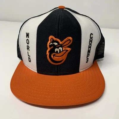 Sombrero de Colección Años 80 Deadstock Baltimore Orioles Snapback Rayas de la Suerte AJD Campeones del Mundo Foto 1 de 4
