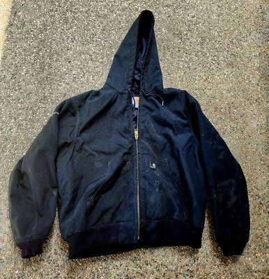 Carhartt Jacket Large J133 BLK Hooded Arctic Quilted Black Canvas Coat Workwear - Image 1 of 4