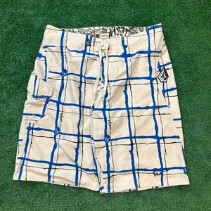 Volcom Men's Blue & White Plaid Board Shorts Size 34 - Picture 1 of 3