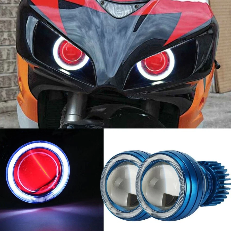 2x Faros LED Ojo de Ángel Proyector Demonio Motocicleta Para Honda Goldwing 1800 Foto 1 de 4