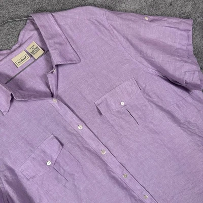 LL Bean Shirt Mens 2XL 100% Linen 276112 Vintage Button Up Chambray Summer 90s - Image 1 of 4