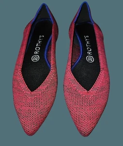 Rothy's Pointy Toe Red Ballet Flats Shoes Women Size 8 Comfy Minimalist - Picture 1 of 11