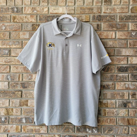 Under Armour Men's Size 2XL Kent State Football Polo S/S Shirt Gray Football NEW Cover