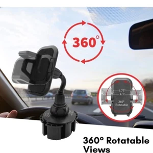 360 Upgraded Adjustable Car Mount Cup Cradle Holder for Cell Phone Apple Android - Picture 1 of 7
