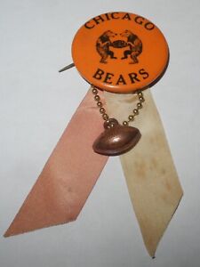 RARE 1930's NFL Football Chicago Bears Souvenir Stadium Pin Button Ribbon Charm