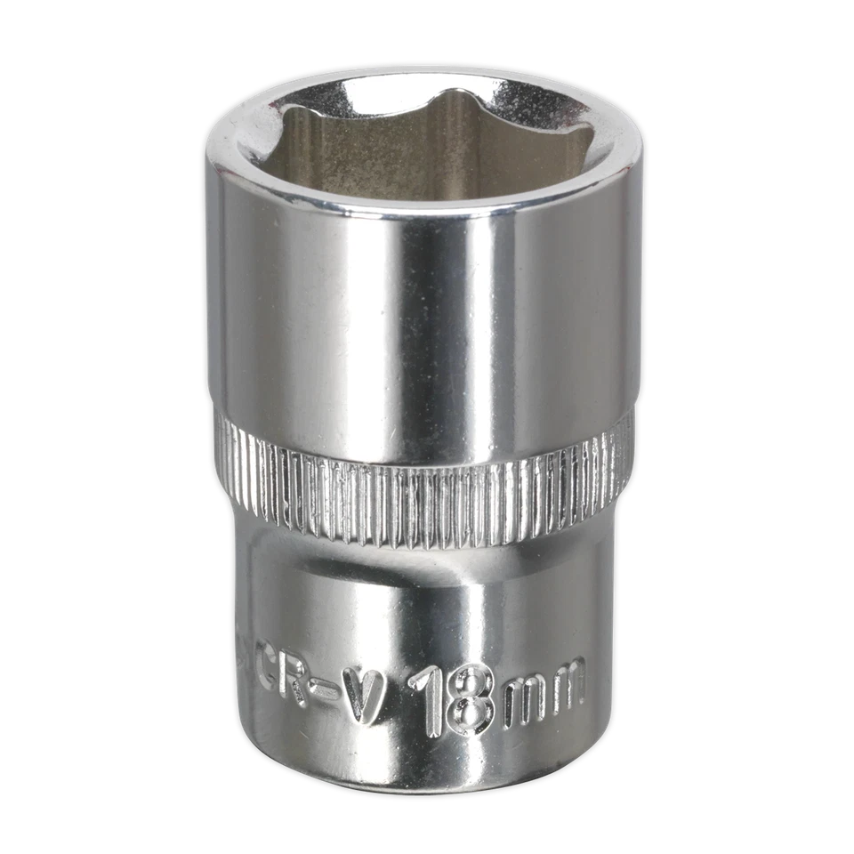 Sealey WallDrive Socket 18mm 1/2"Sq Drive Fully Polished - SP1218 - Image 1 of 1