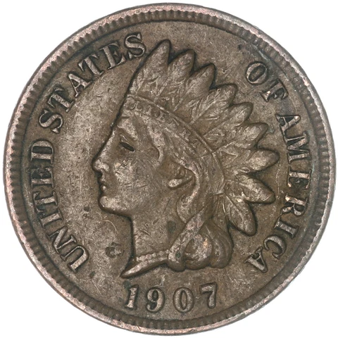1907 (P) Indian Head Cent Extra Fine Penny XF See Pics X605 Cover