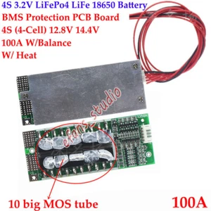 4S 100A 12.8V w/ Balance LiFePo4 LiFe 18650 Battery Charger Protection PCB Board - Picture 1 of 7
