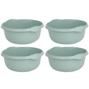 4 x Plastic Silver Sage Round 28cm Washing Up Bowl Kitchen Sink Basin - UK Made - Picture 1 of 7