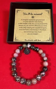 NEU Kompass Perlen Armband mit "You'll Be Missed" Gedicht und Geschenkbox - Bild 1 von 4