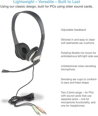 Auriculares de diadema Cyber Acoustics AC-201 plateados/negros Foto 1 de 4