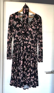 Maiocchi dress 14 Black with Japan cherry blossom bamboo spandex + fabric belt - Picture 1 of 5