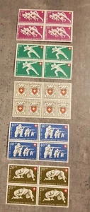 HELVETIA 1950 PRO PATRIA 100TH.ANNIV.OF THE RAYON STAMPS IN BLOCKS OF FOUR MNH - Picture 1 of 1