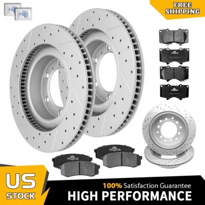 Rotores de freno de disco delanteros y traseros + Kit de pastillas de cerámica para Toyota 4Runner Lexus GX460 Foto 1 de 4