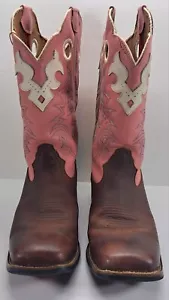 Tony Lama Buckaroo Botas Vaqueras Mujer’s 8.5 D Marrón Rosa Cuero LL405 13” Alto - Imagen 1 de 7