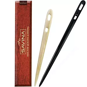 Set of 2 Handmade Nalbinding Needles Bone & Horn, Large Two-Eyed, Multipurpose - Picture 1 of 7