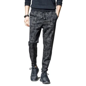 Men Casual Activewear Pants Joggers Sweatpant Sports Workout Trousers Black Camo - Picture 1 of 8